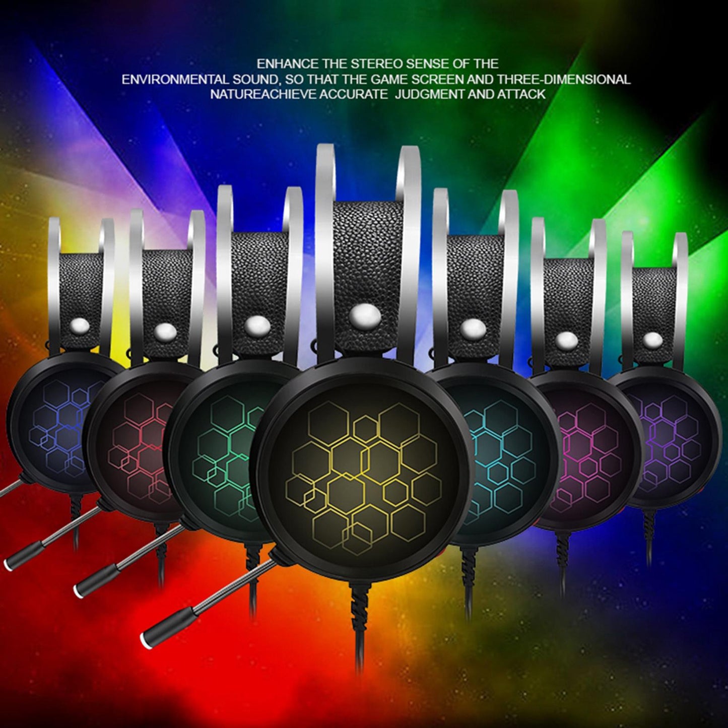 LED Wired Gaming Headset Deep Bass with Mic For PS4 PC 7.1 USB Long Mic