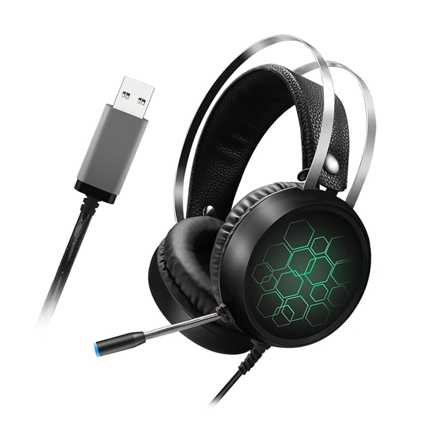 LED Wired Gaming Headset Deep Bass with Mic For PS4 PC 7.1 USB Long Mic