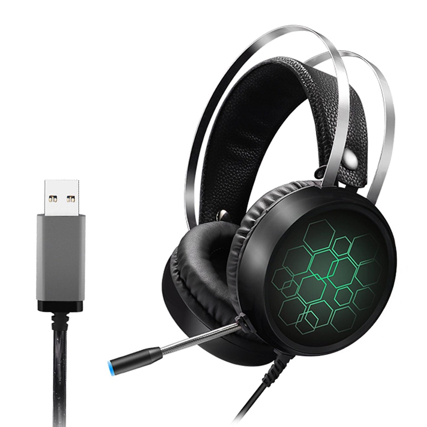 LED Wired Gaming Headset Deep Bass with Mic For PS4 PC 7.1 USB Long Mic