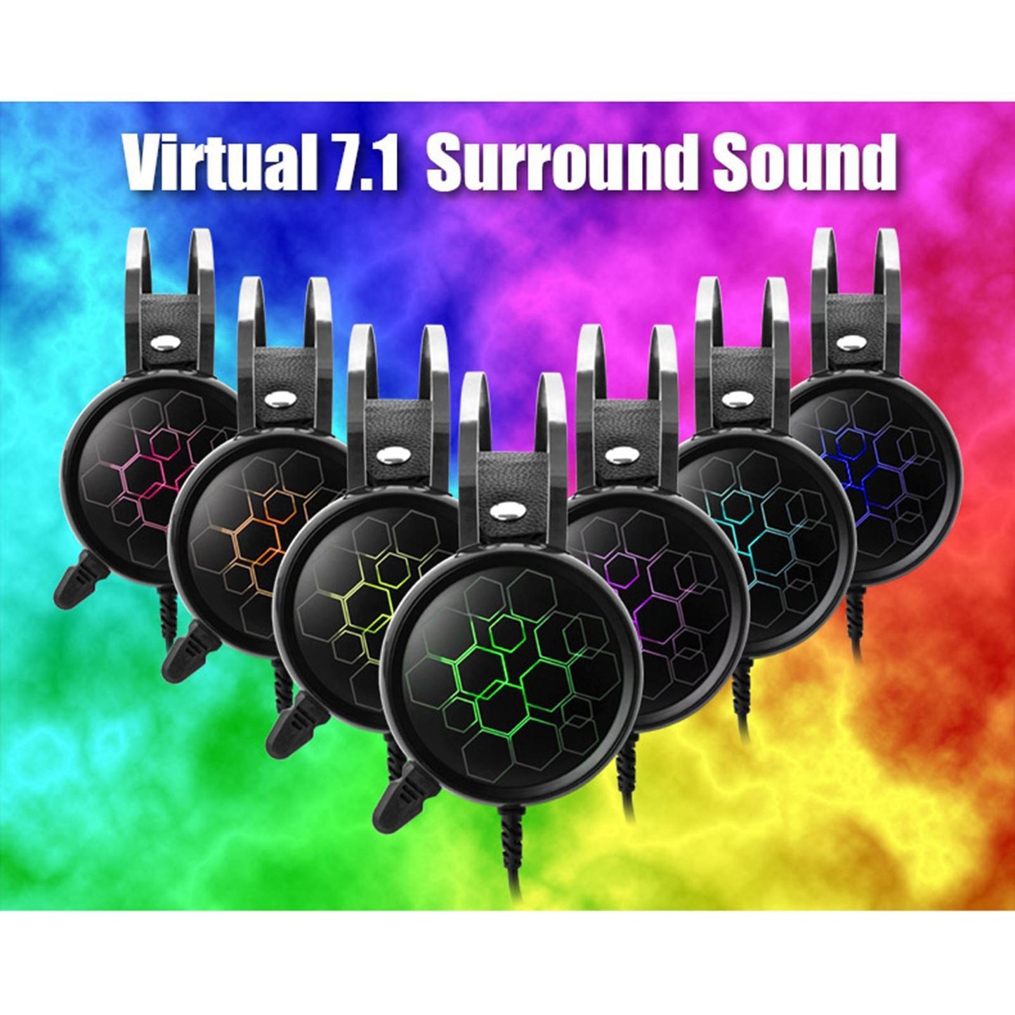 LED Wired Gaming Headset Deep Bass with Mic For PS4 PC 7.1 USB Short Mic