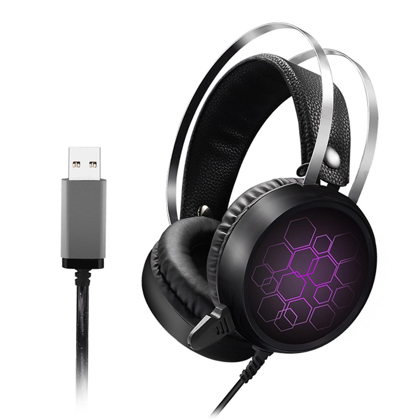 LED Wired Gaming Headset Deep Bass with Mic For PS4 PC 7.1 USB Short Mic