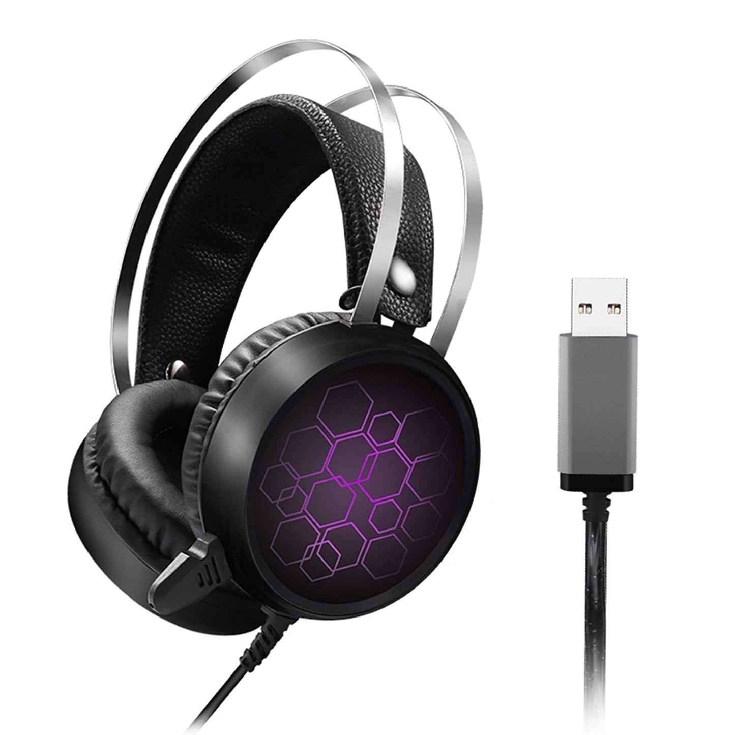 LED Wired Gaming Headset Deep Bass with Mic For PS4 PC 7.1 USB Short Mic