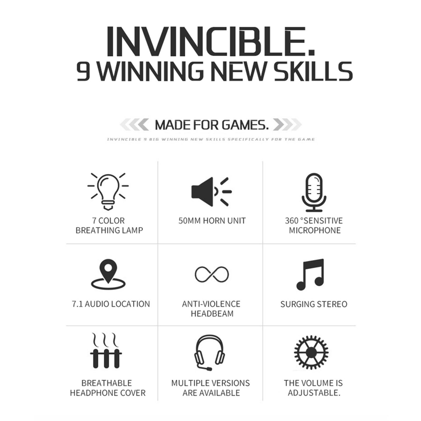 S100 Gaming Headphone Wired 7-LED with Microphone for Computer Black USB