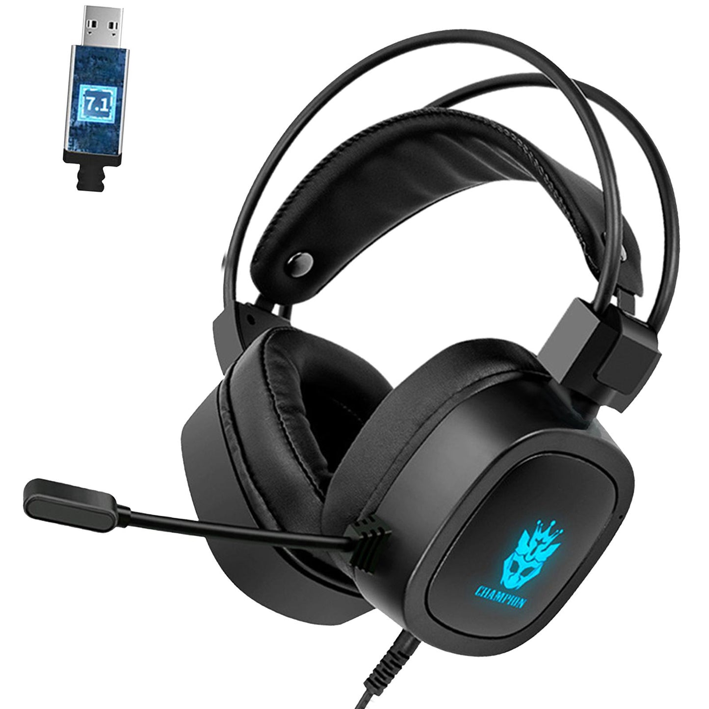 S100 Gaming Headphone Wired 7-LED with Microphone for Computer Black USB