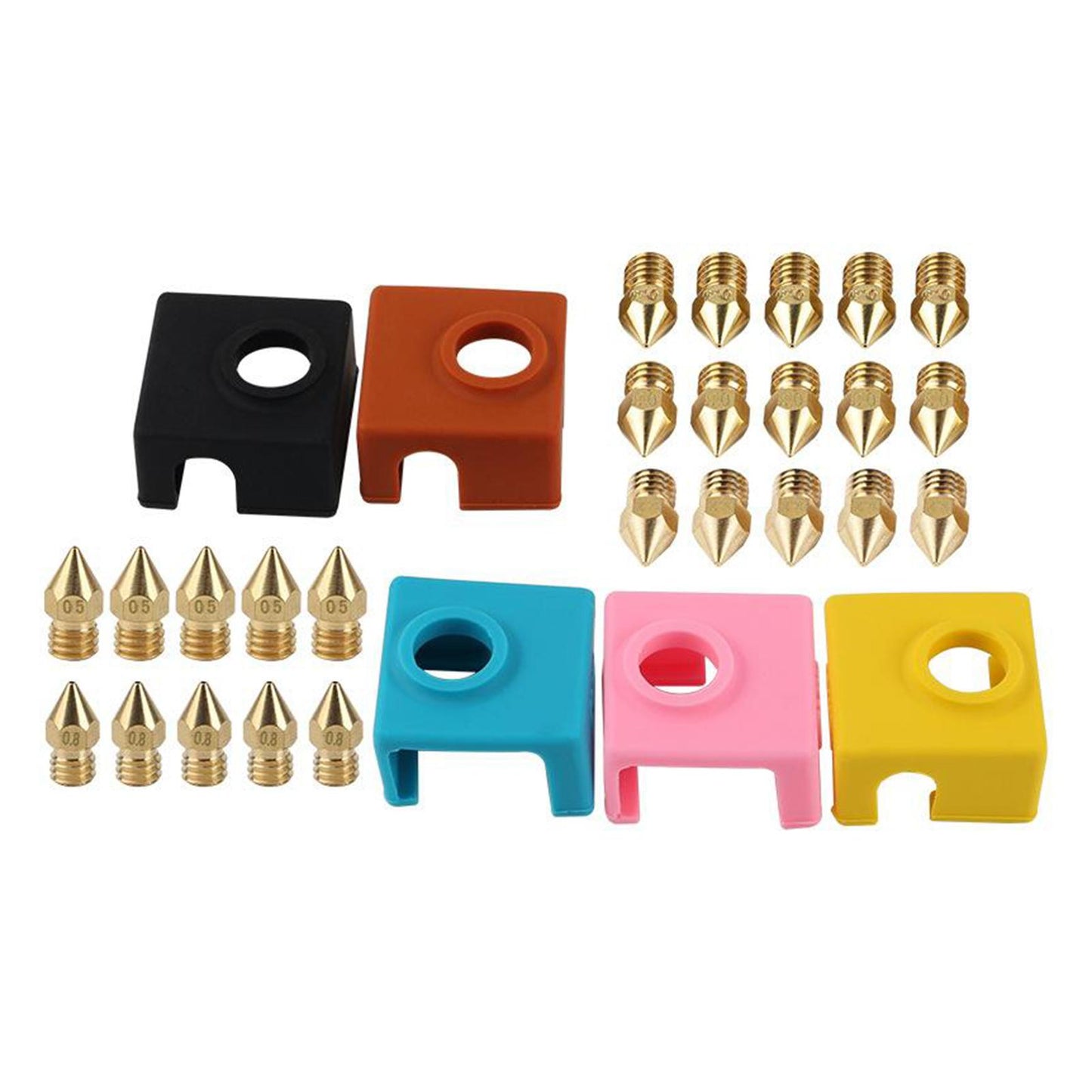 3D Printer Heater Block Silicone Covers MK9 Brass Nozzle Kit for Ender 5