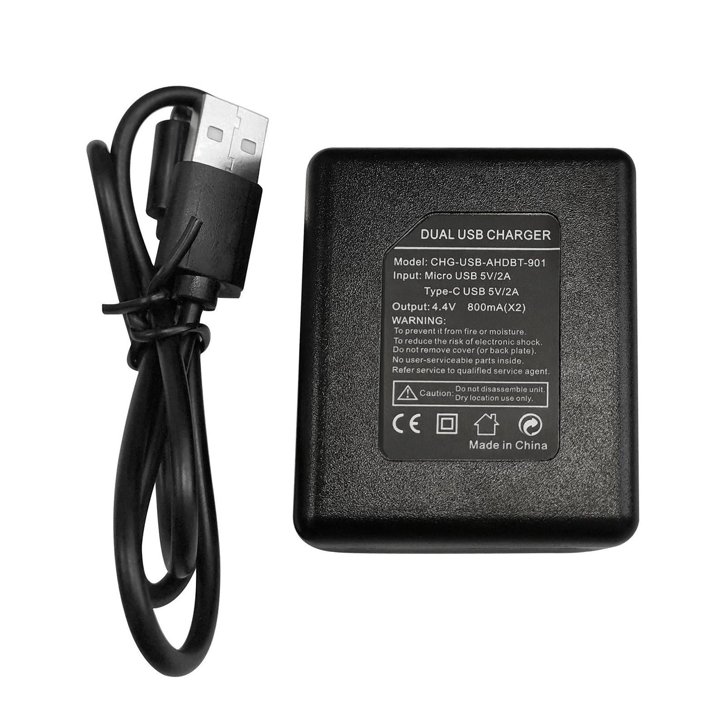 2-Pack Batteries 1720mAh Charger for GoPro9 2 Way Charger