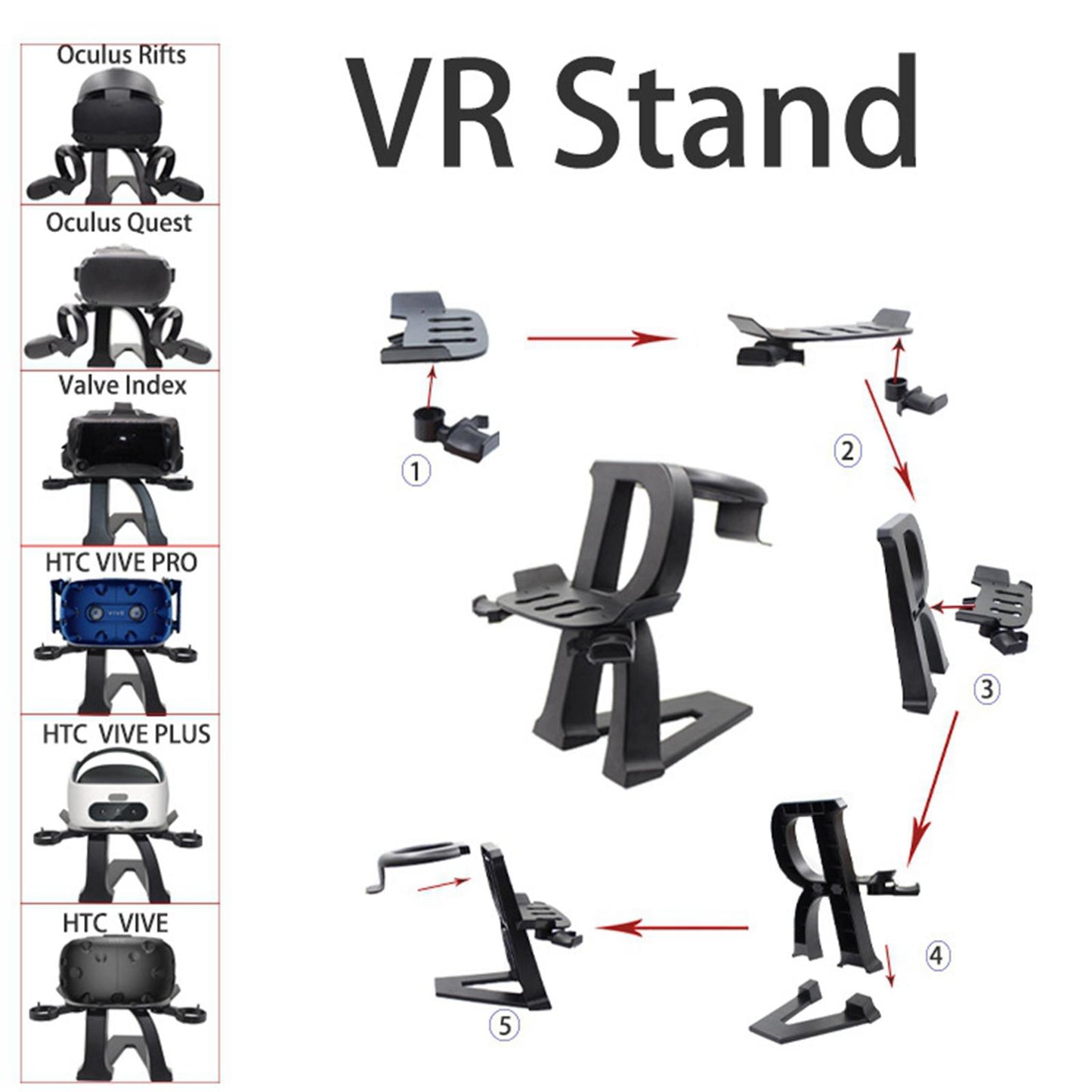 Universal VR Stand Headset and Controllers Holder for Oculus Quest 2 white