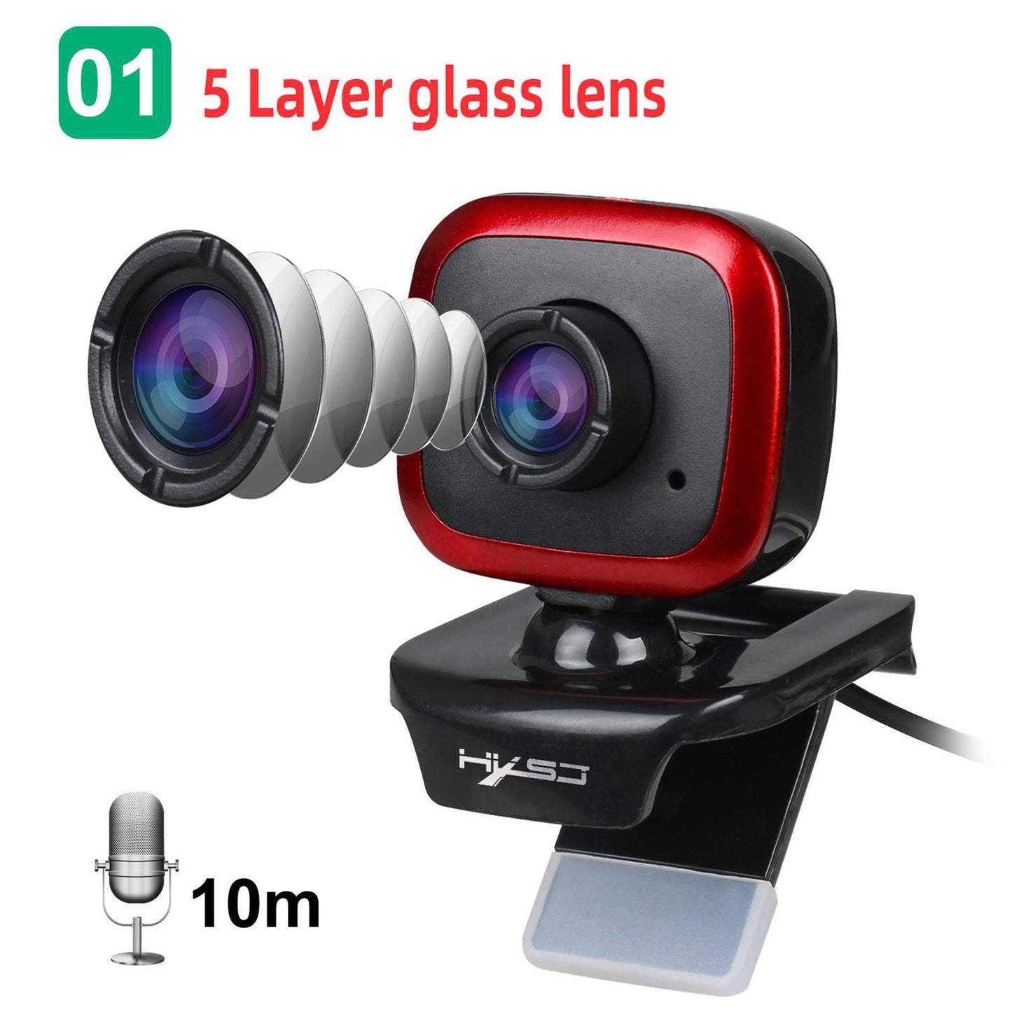 480P Desktop Computer USB Web Camera Webcam Manual Focus Black Red