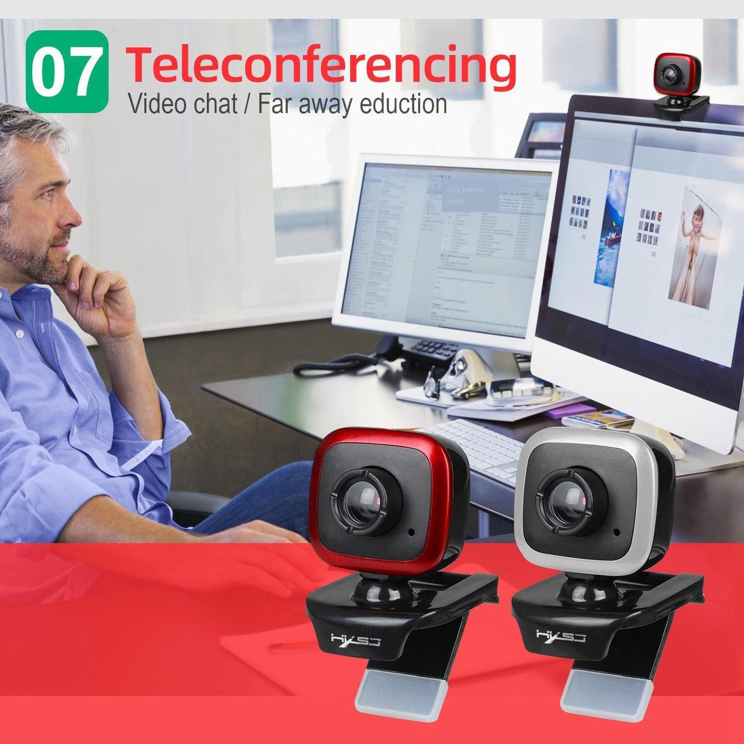 480P Desktop Computer USB Web Camera Webcam Manual Focus Black Red