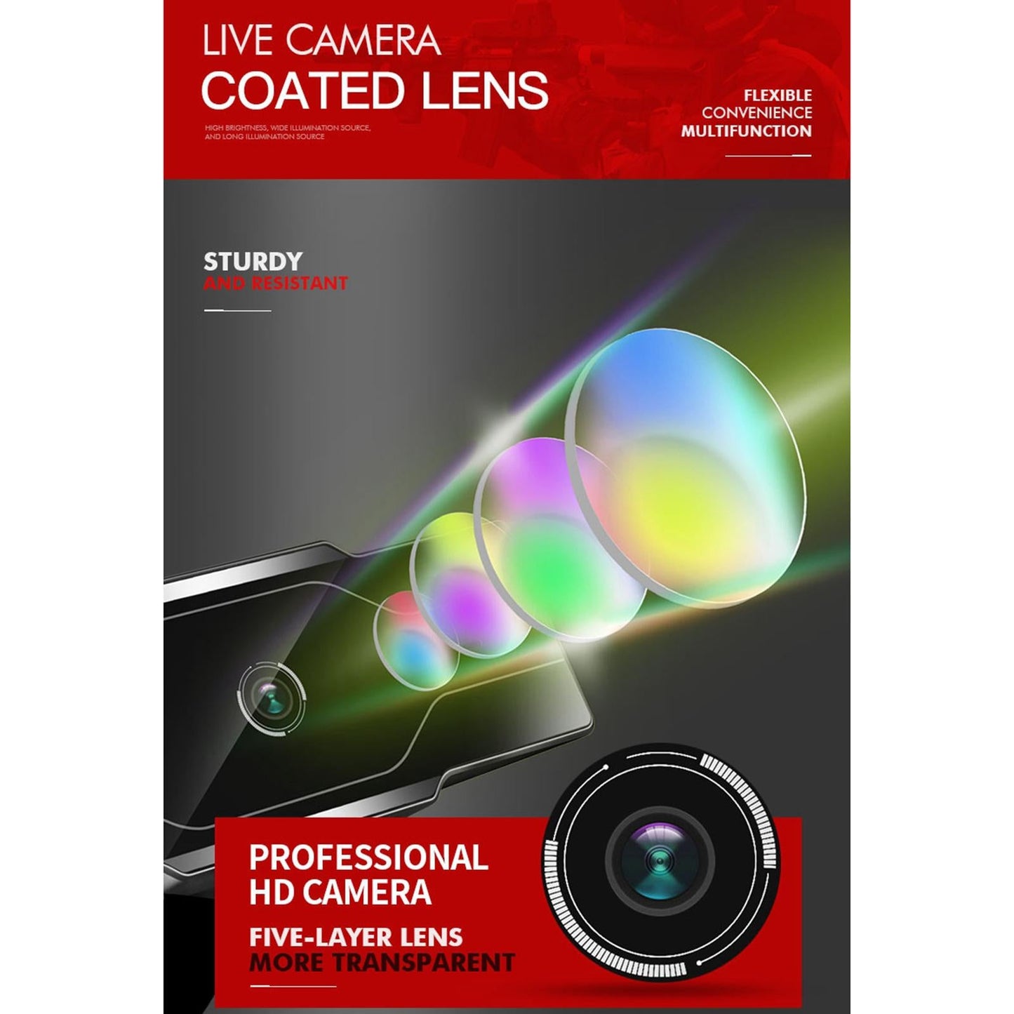 Webcam HD Web Camera Cam Microphone For PC Laptop 1080P Orange