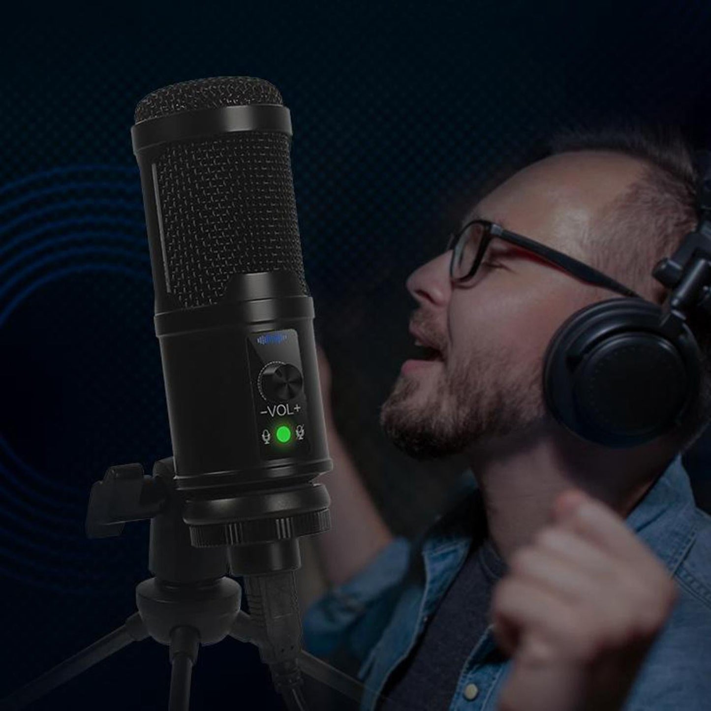 USB Microphone Mic + Tripod Stand for PC Laptop Studio Recording Gaming