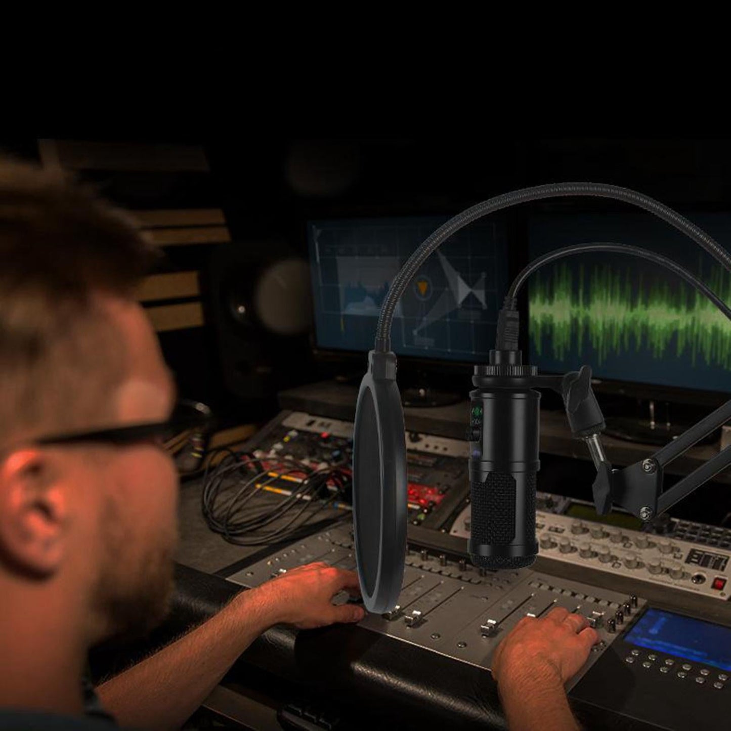 USB Microphone Mic + Tripod Stand for PC Laptop Studio Recording Gaming