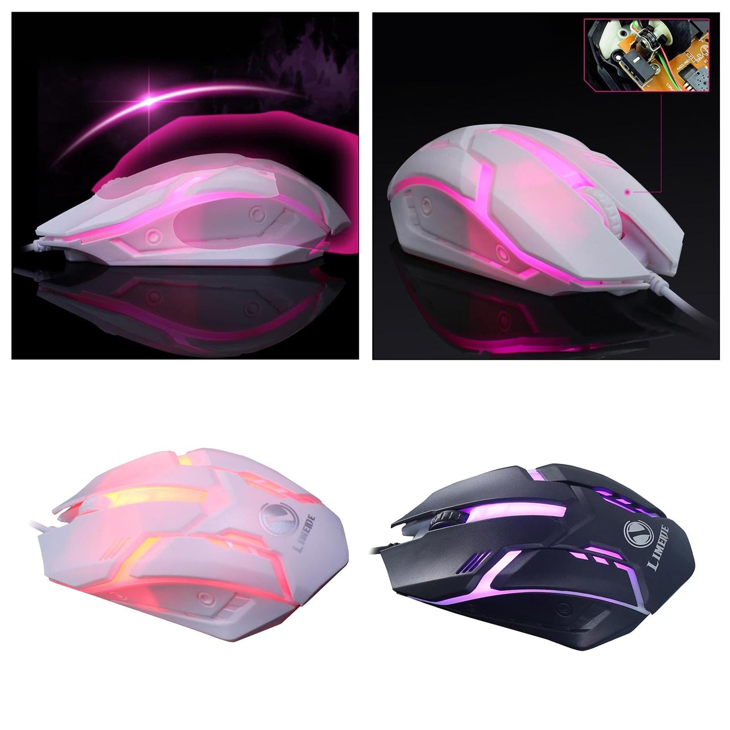 Gaming Wired 1600 DPI Computer Mice Laptop for Windows 7/8/10/XP Vista Black