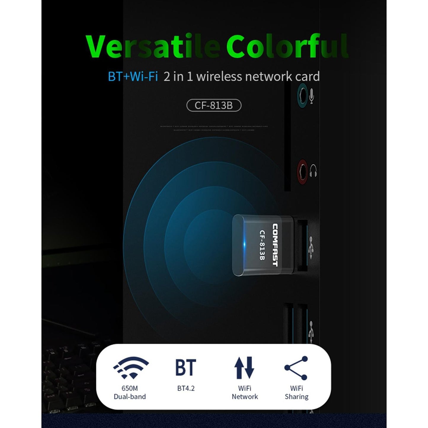 Portable USB 2.0 WiFi Dongle Dual Band Dongle 650Mbps Home Network Card New