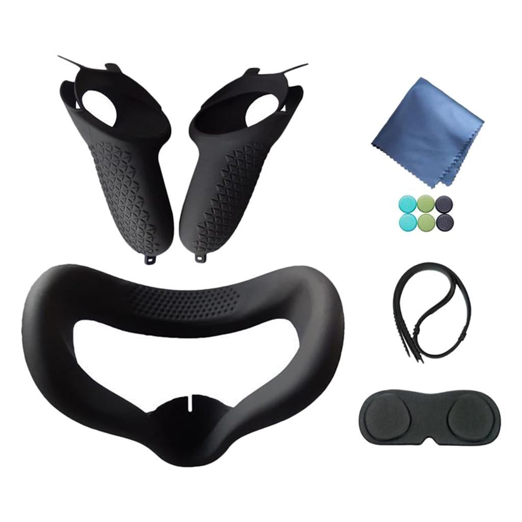 Soft VR Headset Face Pad Cover Set Easy to Apply for Oculus Quest 2 Black