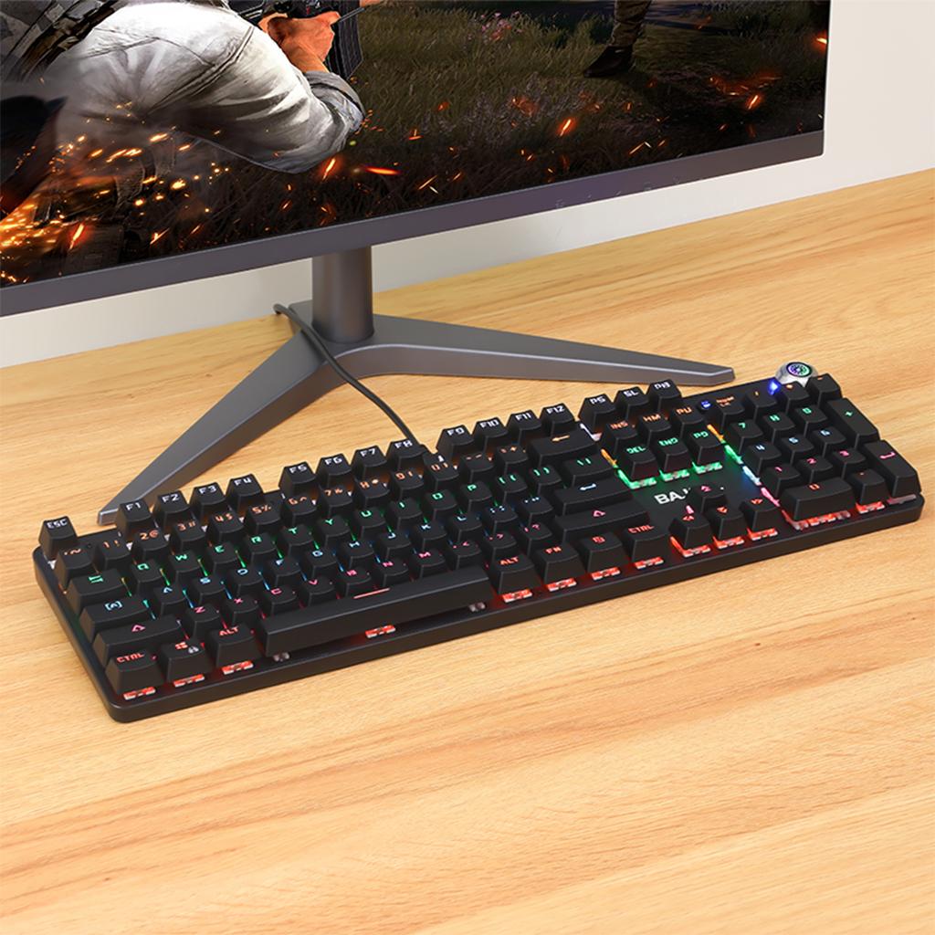 Desktop Wired Mechanical Gaming Keyboard Green Switches USB Passthrough