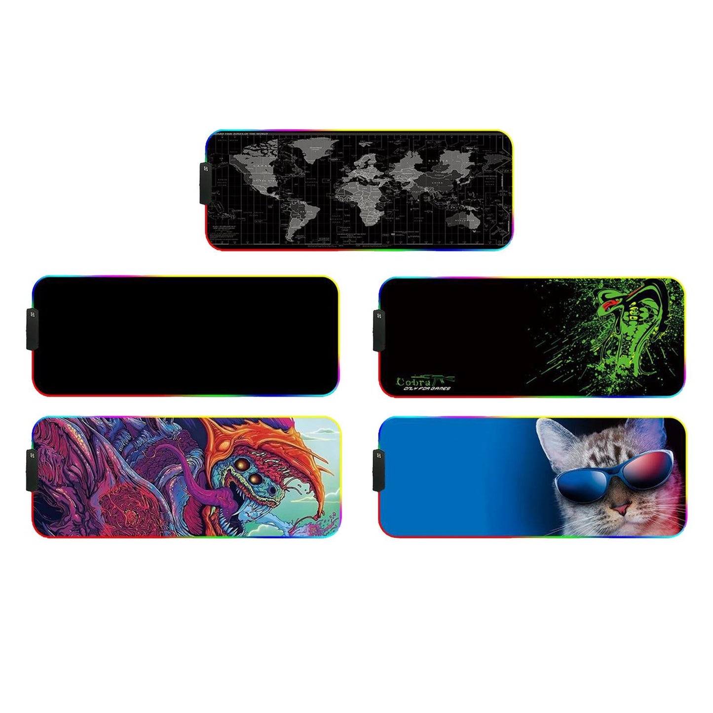 RGB LED Gaming Mouse Pad Glowing Mice Pad for PC Laptop Black Waterproof