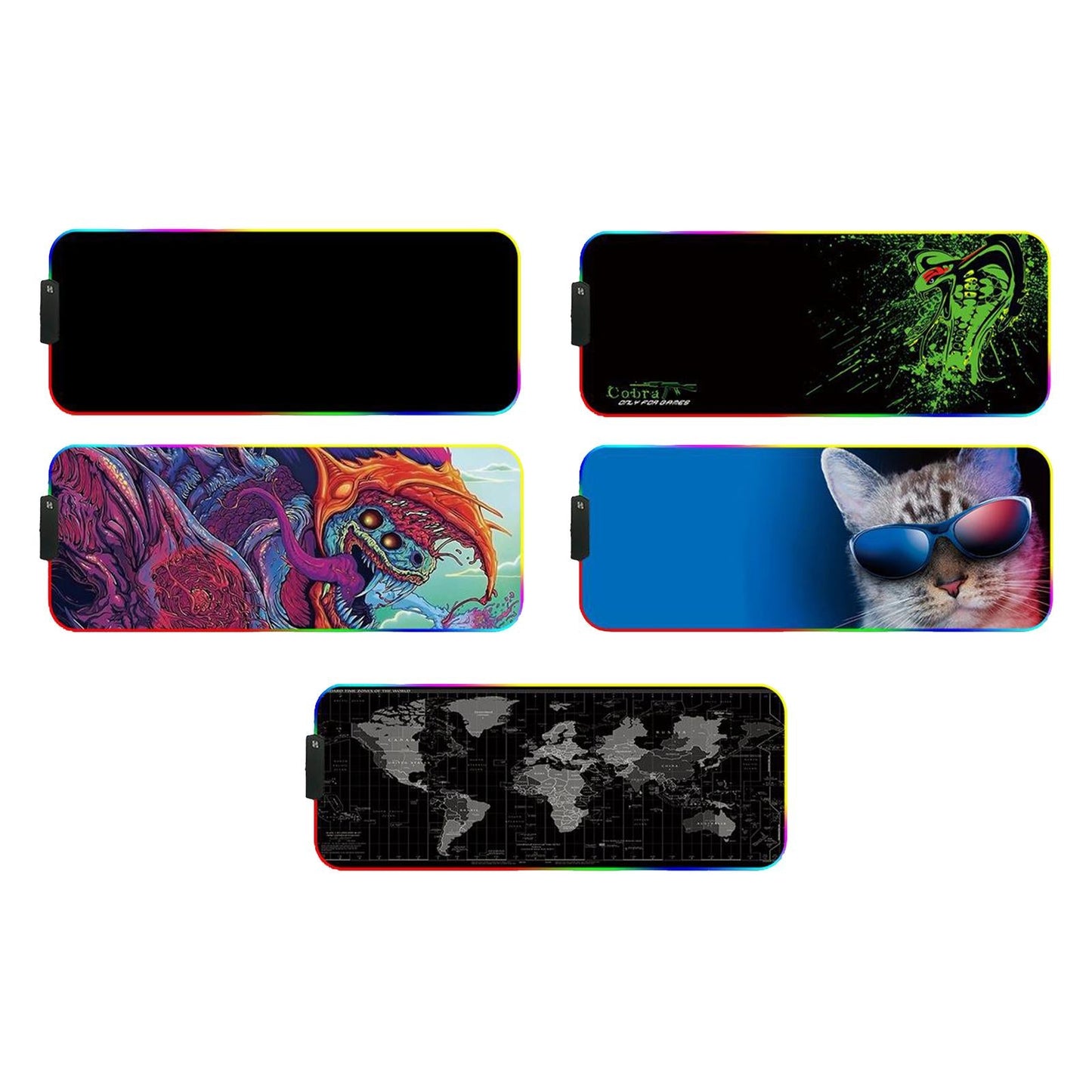 RGB LED Gaming Mouse Pad Glowing Mice Pad for PC Laptop Black Waterproof