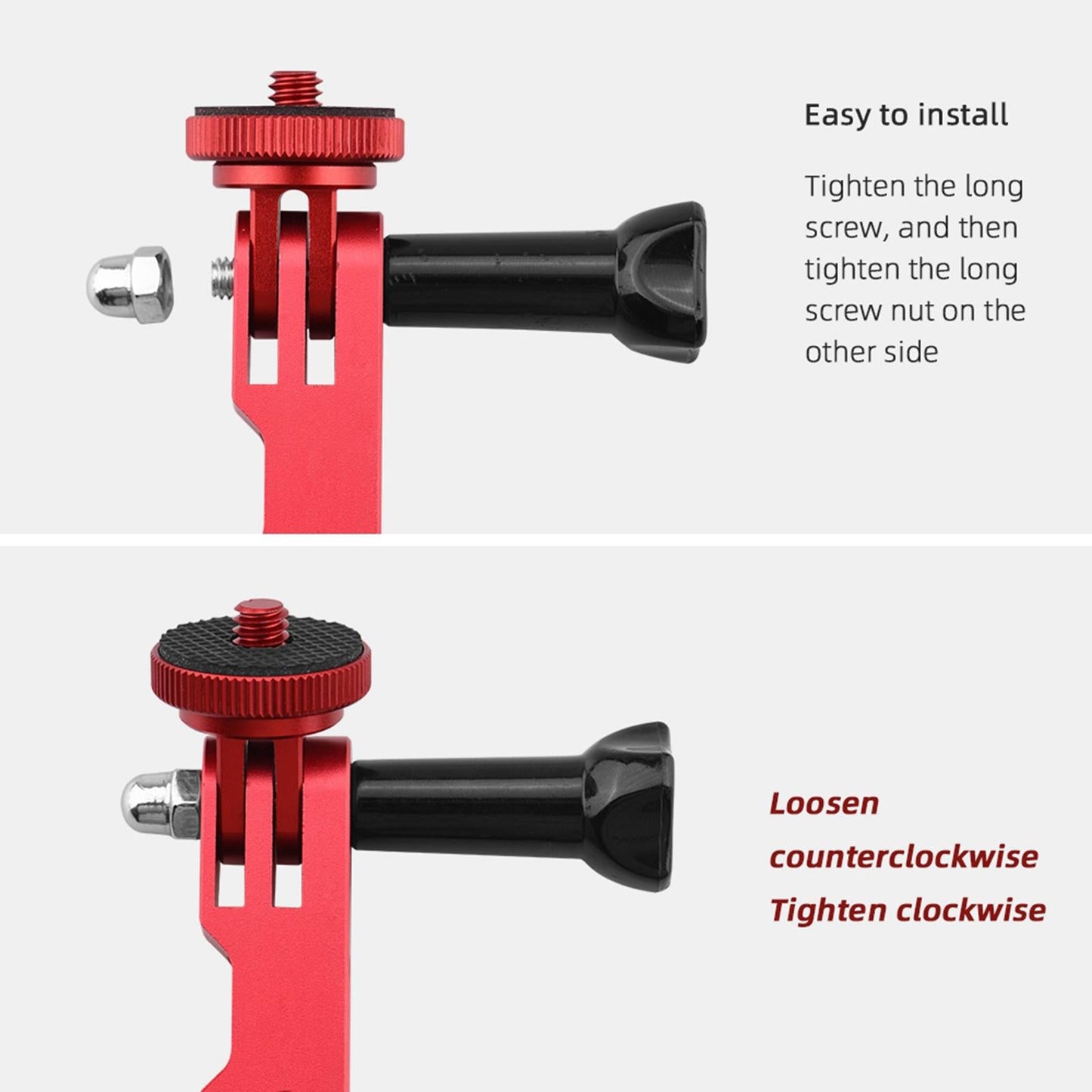 CNC Extension Arm Pole Mount Base 1/4 Adapter For Insta360 ONE X2 X red"