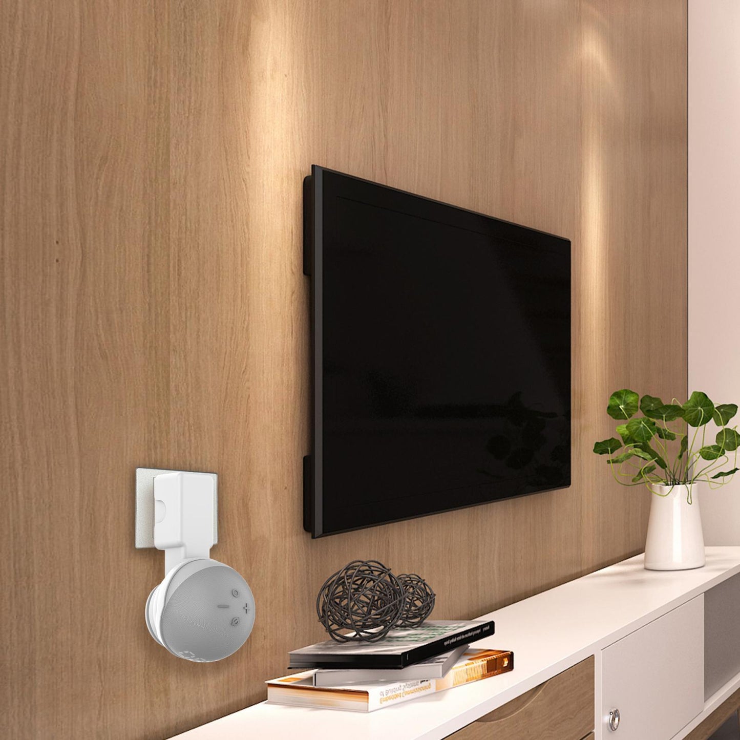 Wall Mount Shelf Bracket Stand for Amazon Echo Dot 4 4th Gen white