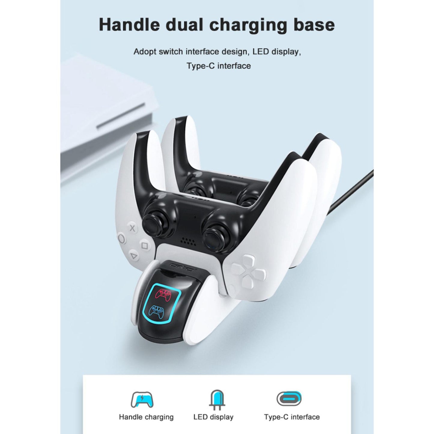 Portable Dual Charging Station Charger for Playstation 5 Controller Safe