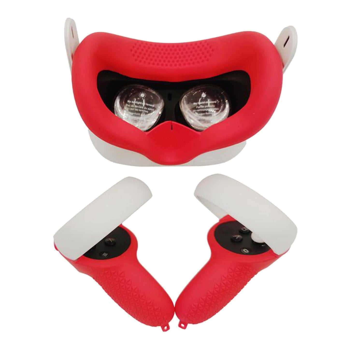 Silicone Eye Mask Cover Controller Grips For Oculus Quest 2 VR Headset Red