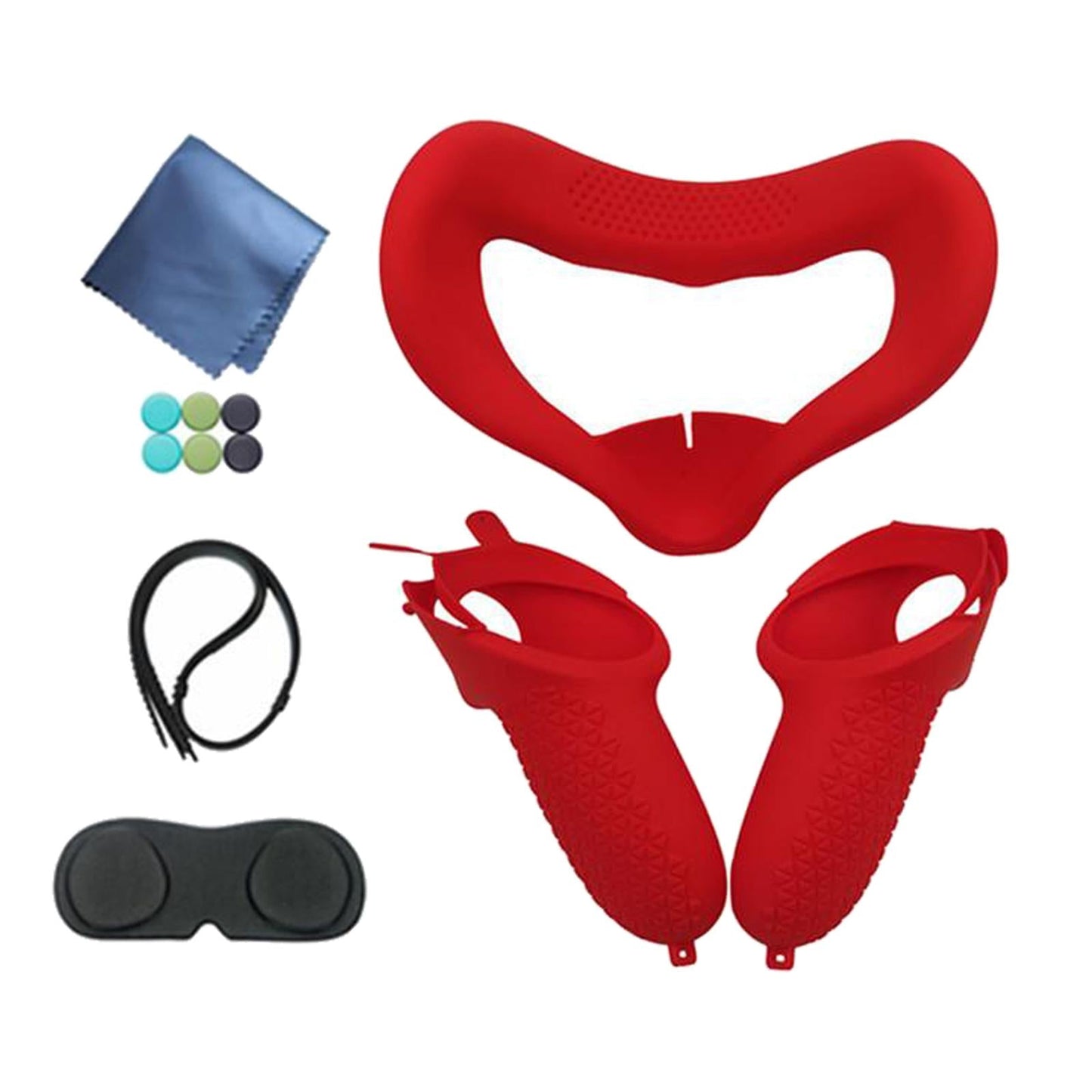 Silicone Eye Mask Cover Controller Grips For Oculus Quest 2 VR Headset Red
