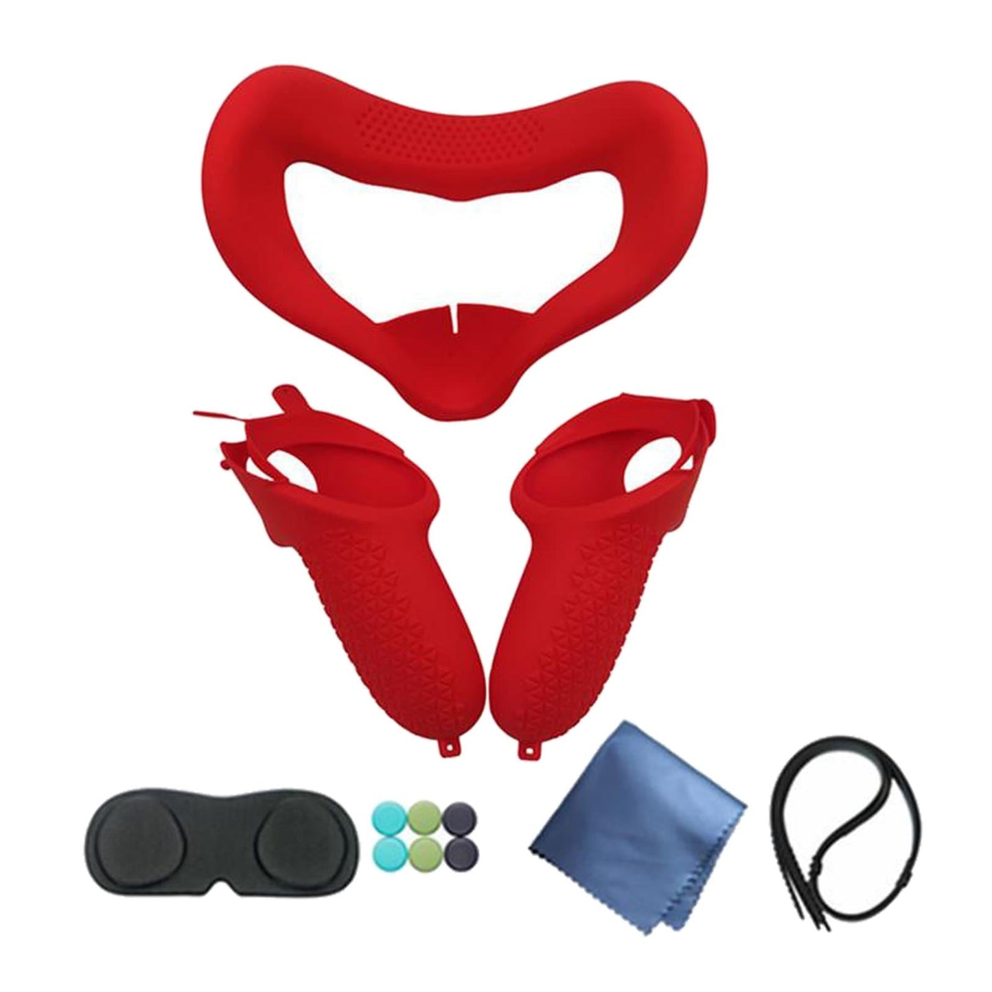 Silicone Eye Mask Cover Controller Grips For Oculus Quest 2 VR Headset Red