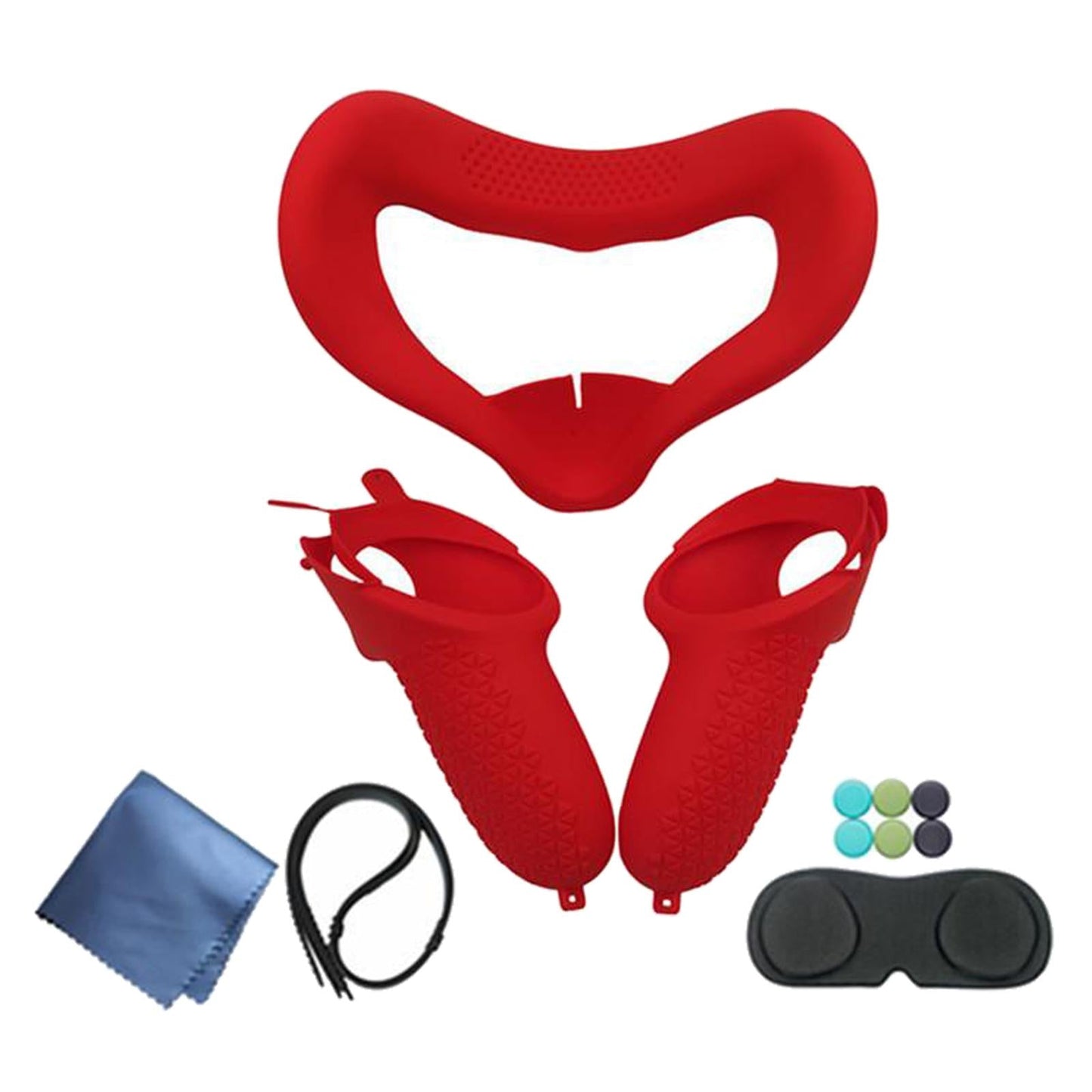 Silicone Eye Mask Cover Controller Grips For Oculus Quest 2 VR Headset Red
