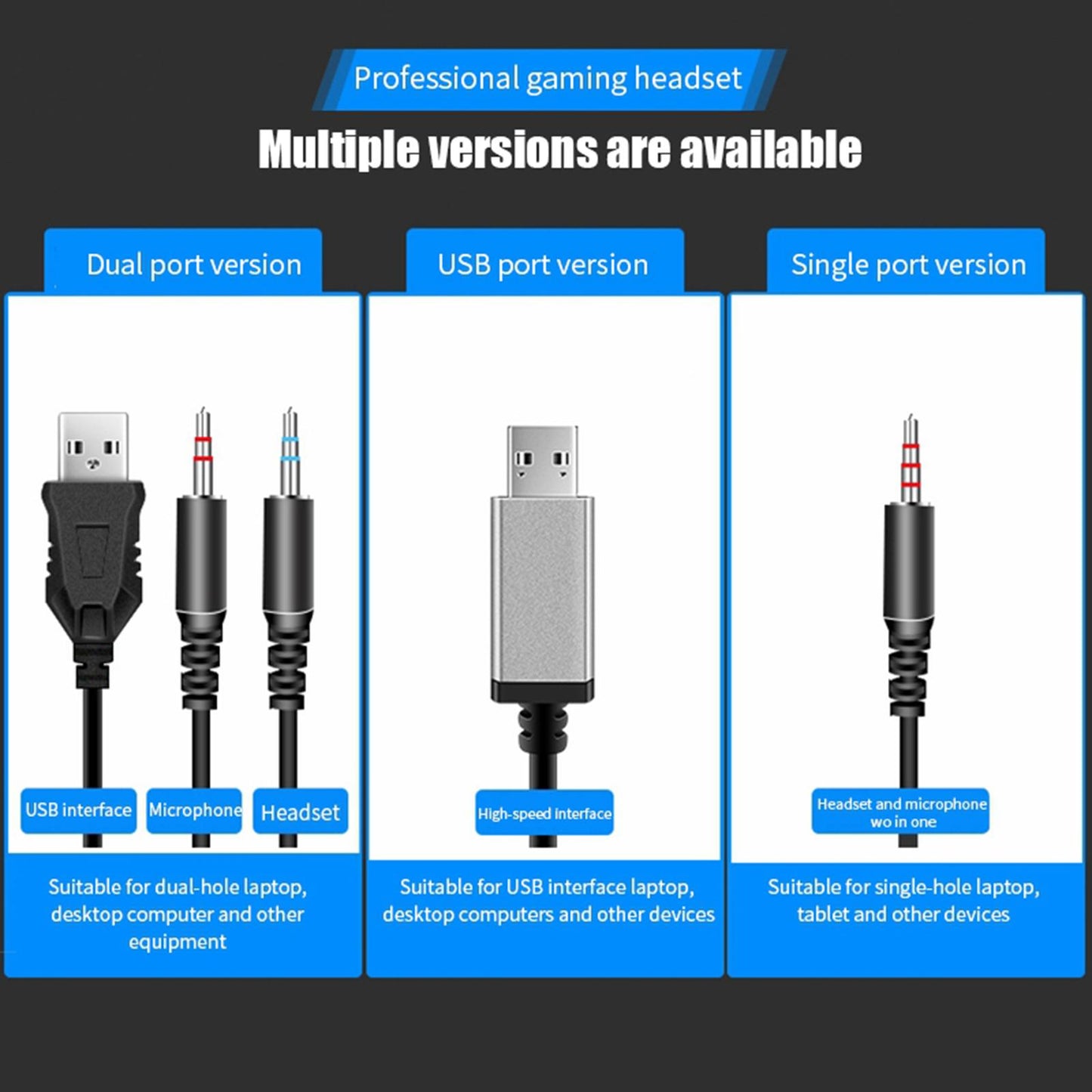 Esports Gaming Headset PC Headphone 7.1 Surround Sound for PC Mac Laptop USB plug