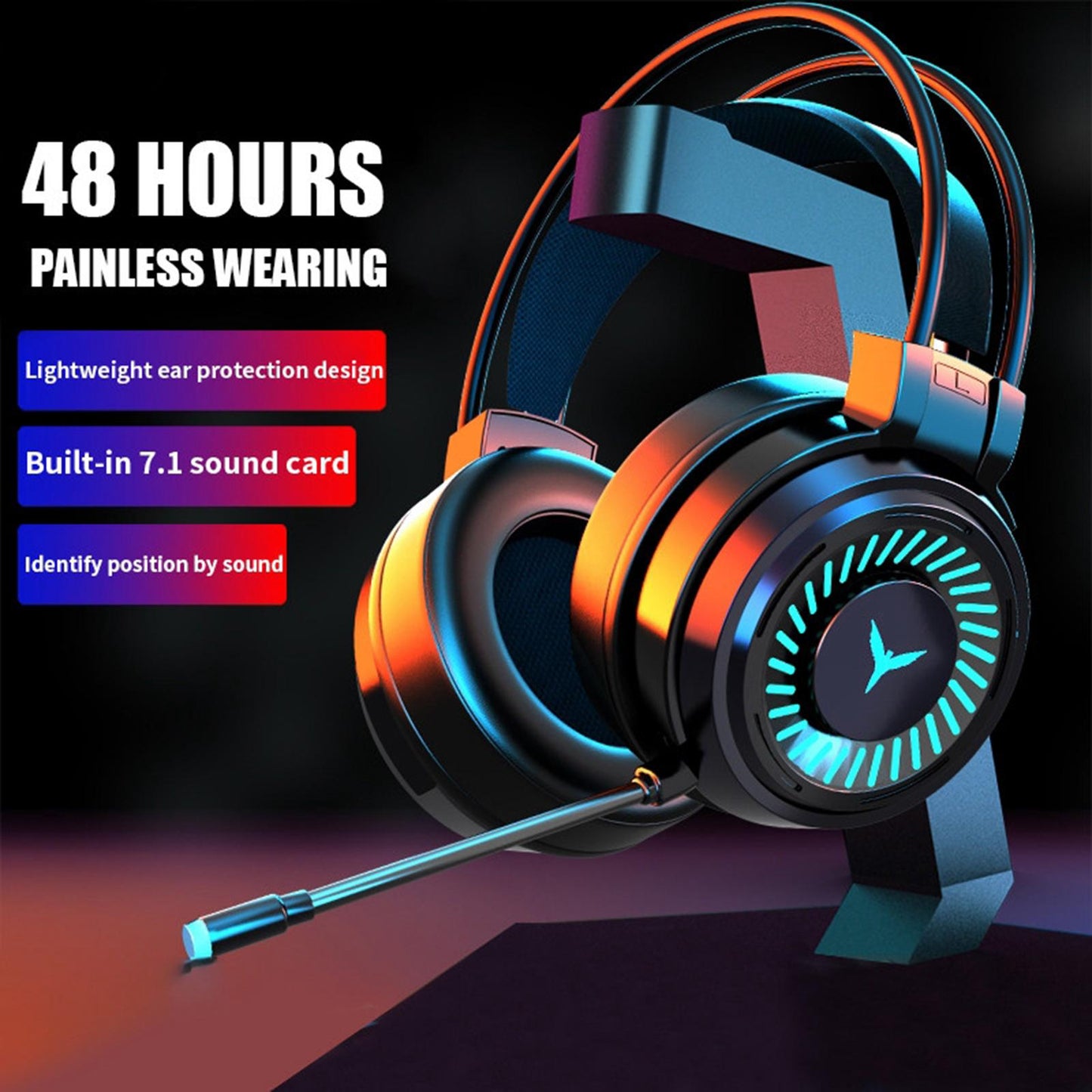 Esports Gaming Headset PC Headphone 7.1 Surround Sound for PC Mac Laptop USB plug