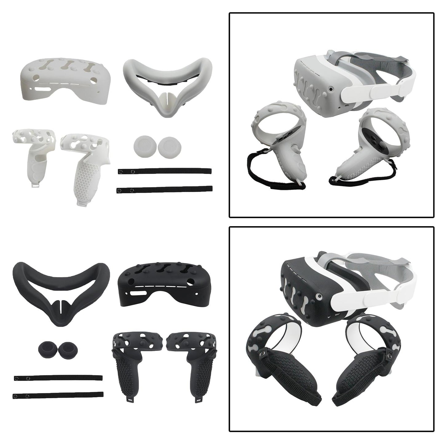 VR Face Cover Skin Set Bundle for Oculus Quest 2 Face Protect black