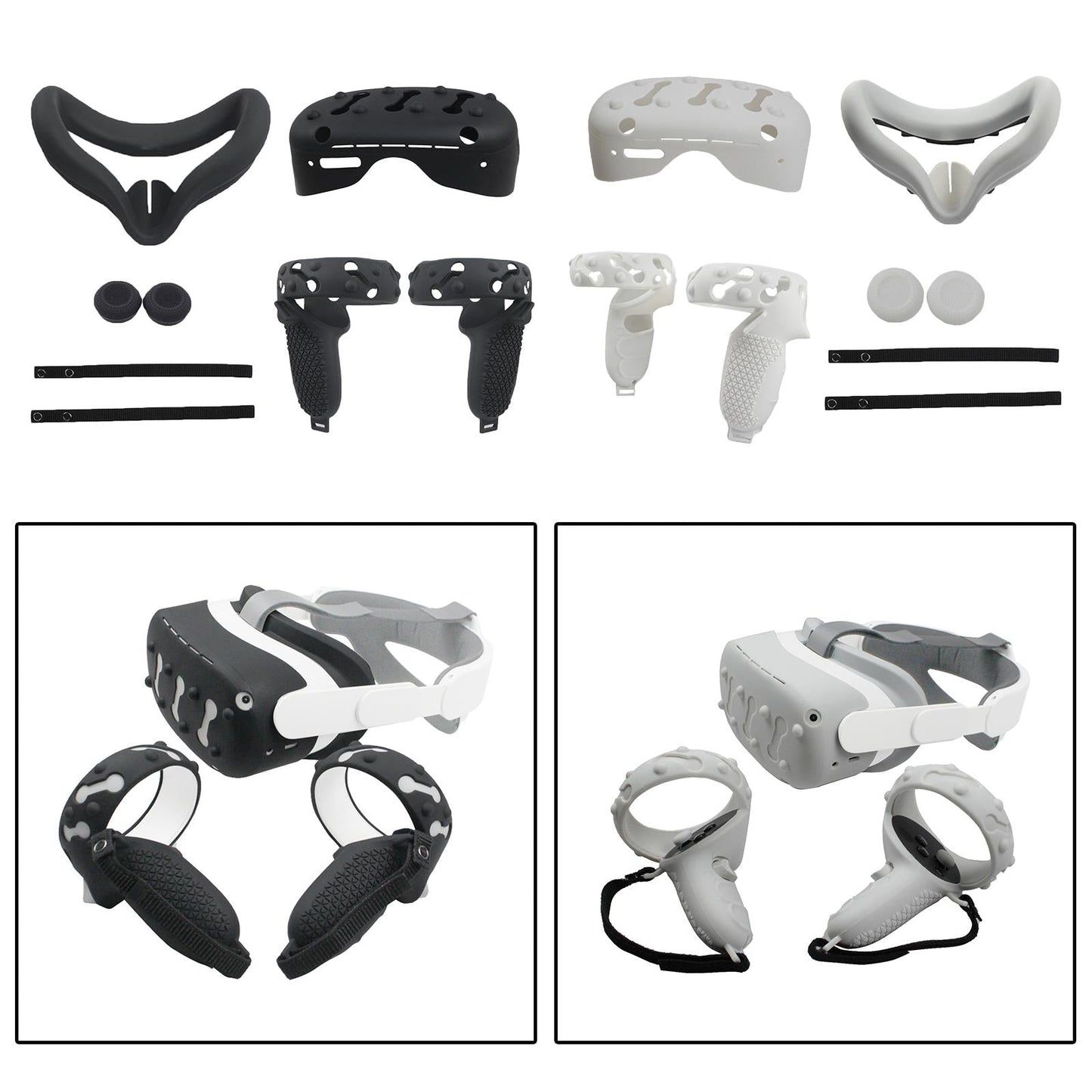 VR Face Cover Skin Set Bundle for Oculus Quest 2 Face Protect black