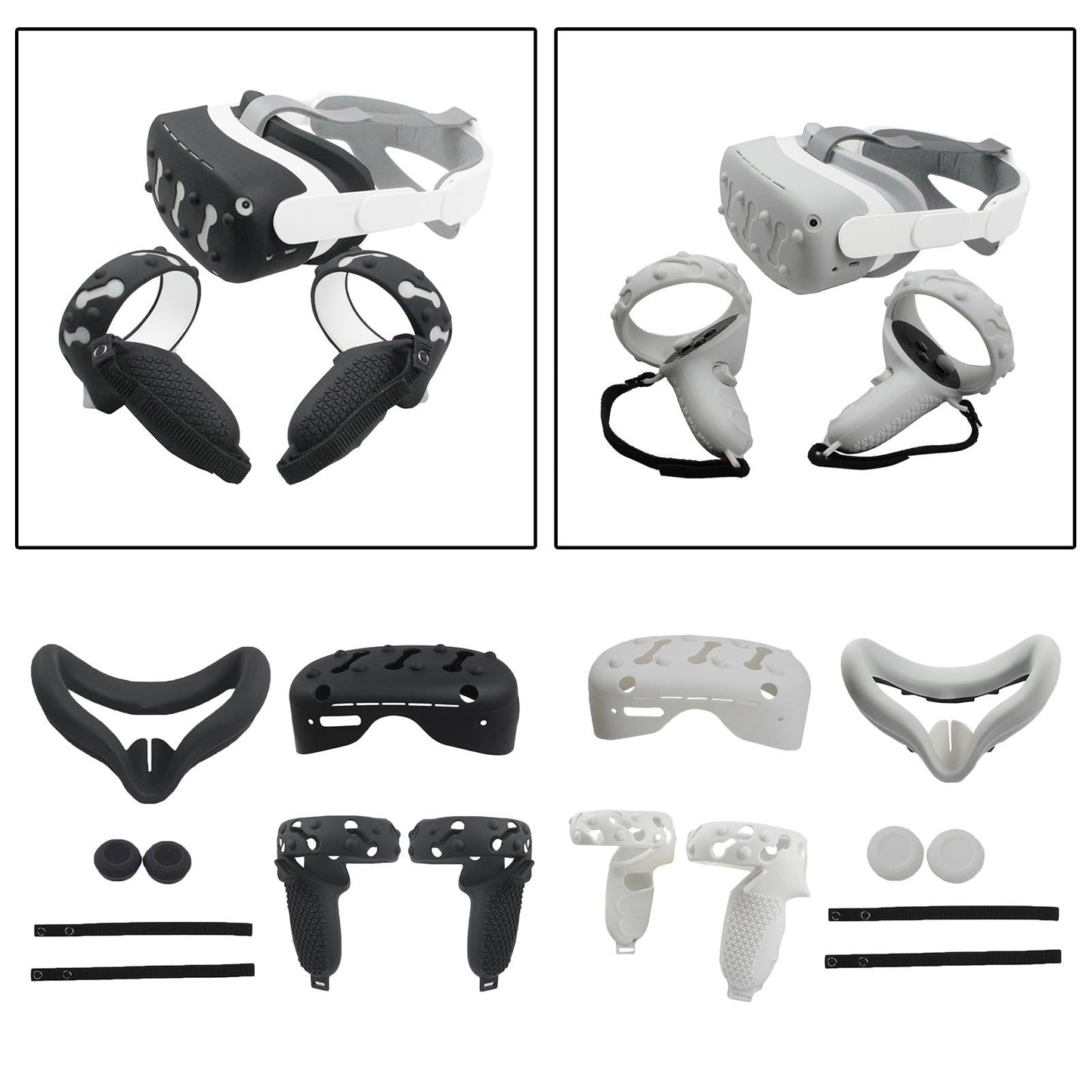 VR Face Cover Skin Set Bundle for Oculus Quest 2 Face Protect black