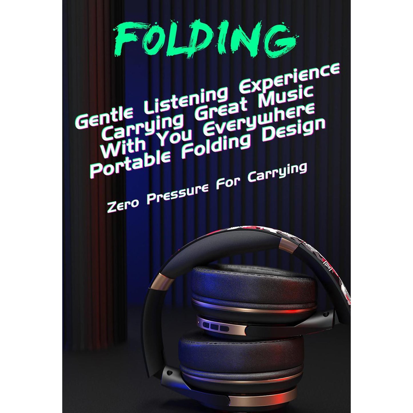 Bluetooth Headphones Over Ear Foldable Built-in Mic Soft Earmuffs Silver