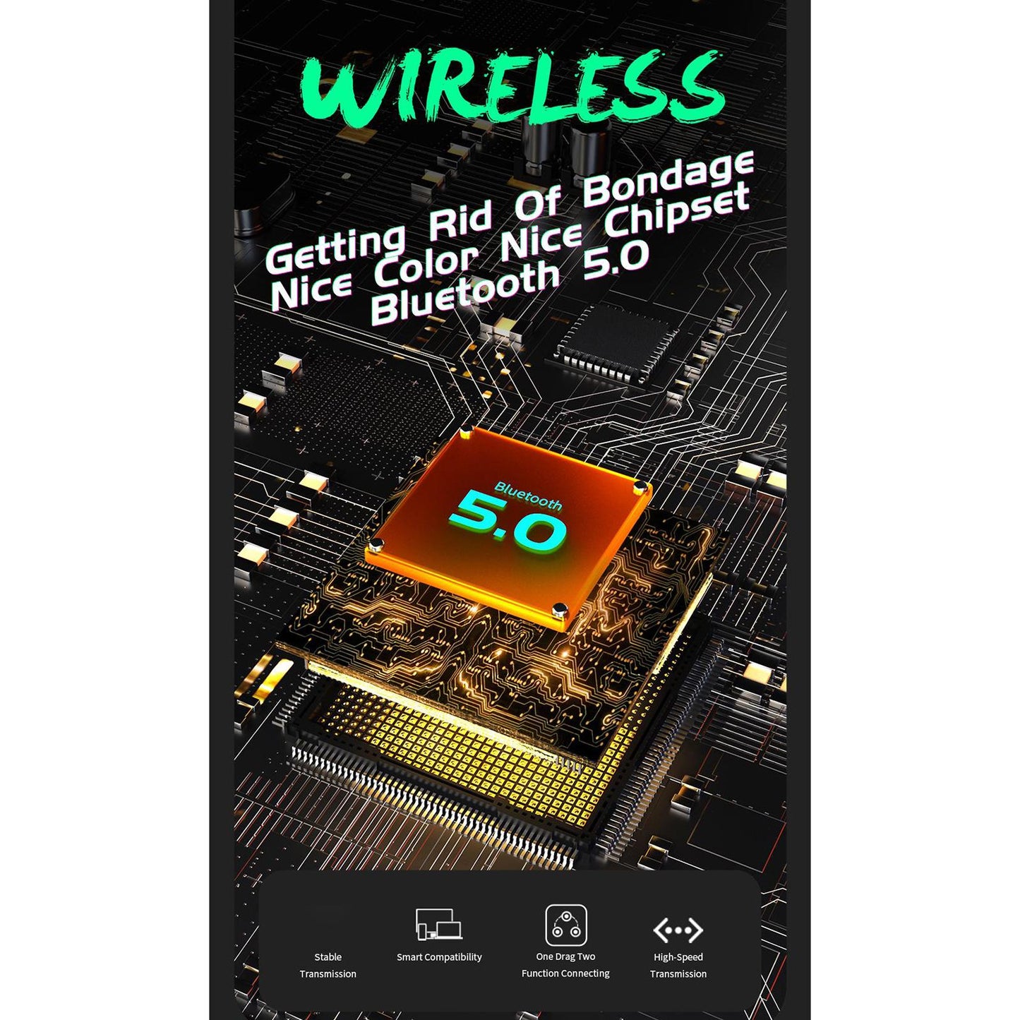 Bluetooth Headphones Over Ear Foldable Built-in Mic Soft Earmuffs Red