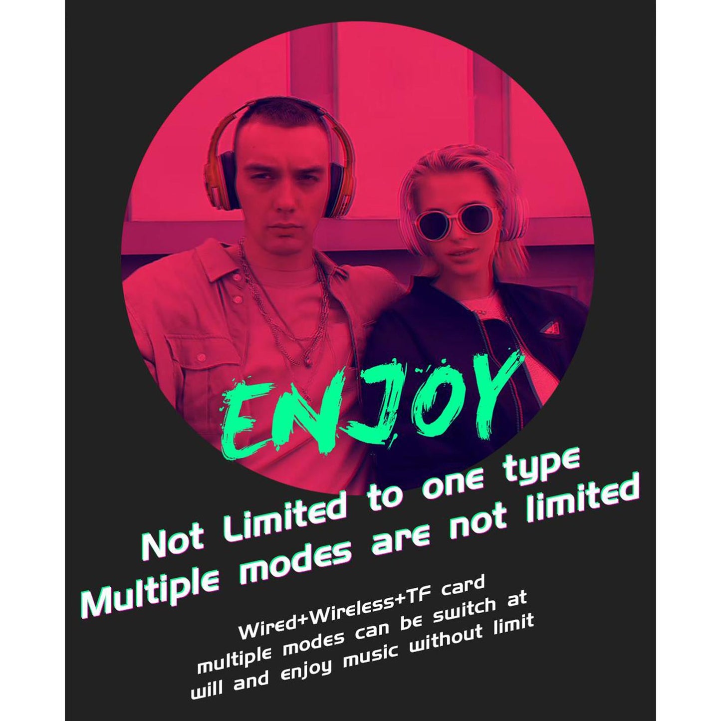 Bluetooth Headphones Over Ear Foldable Built-in Mic Soft Earmuffs Red