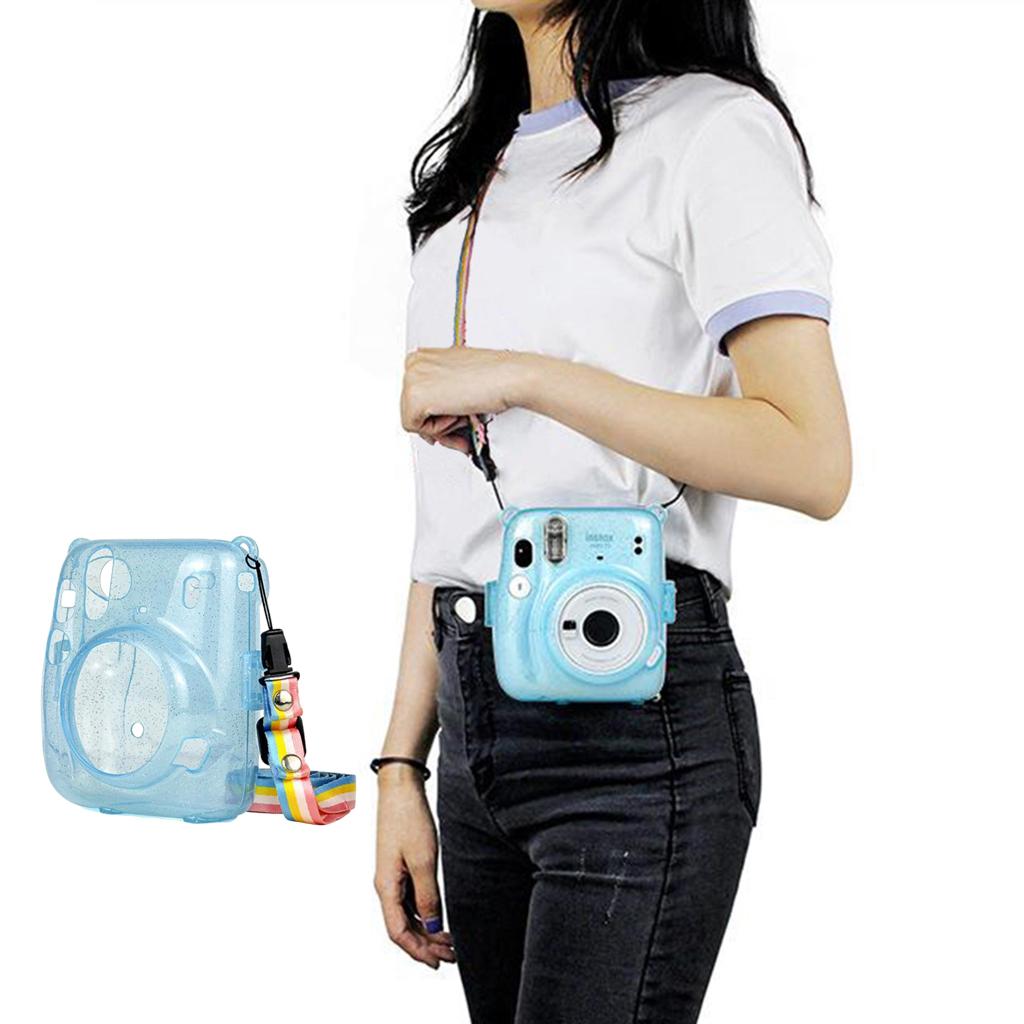 Protective Hard Case Anti-dust Strap for Instax Mini 11 Polaroid Camera Blue