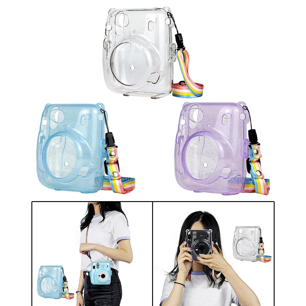 Protective Hard Case Anti-dust Strap for Instax Mini 11 Polaroid Camera Blue