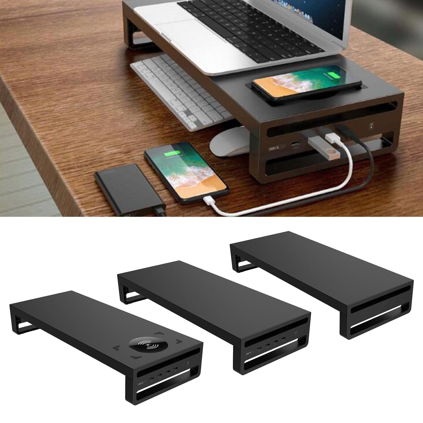 Metal Laptop Monitor Desk Stand Computer Riser Support Table Desk Organizer