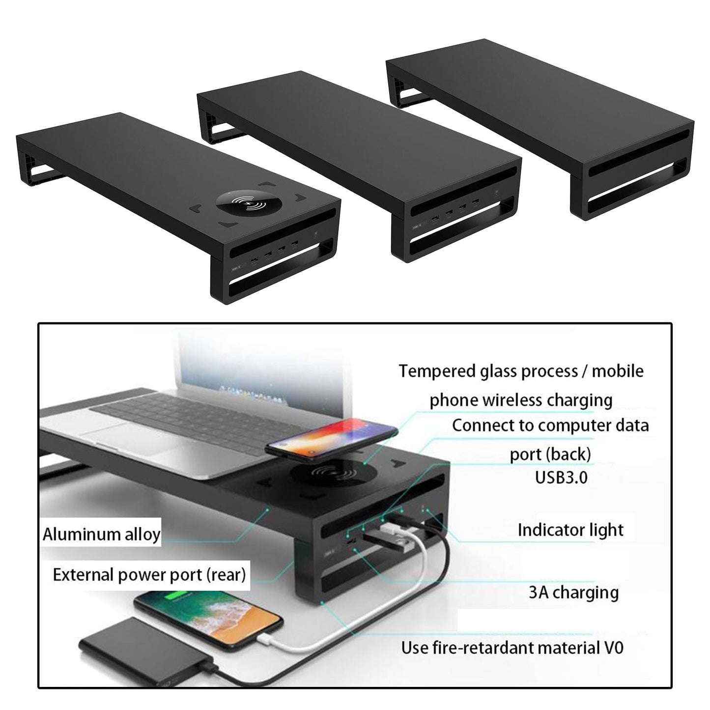Metal Laptop Monitor Desk Stand Computer Riser Support Table Desk Organizer