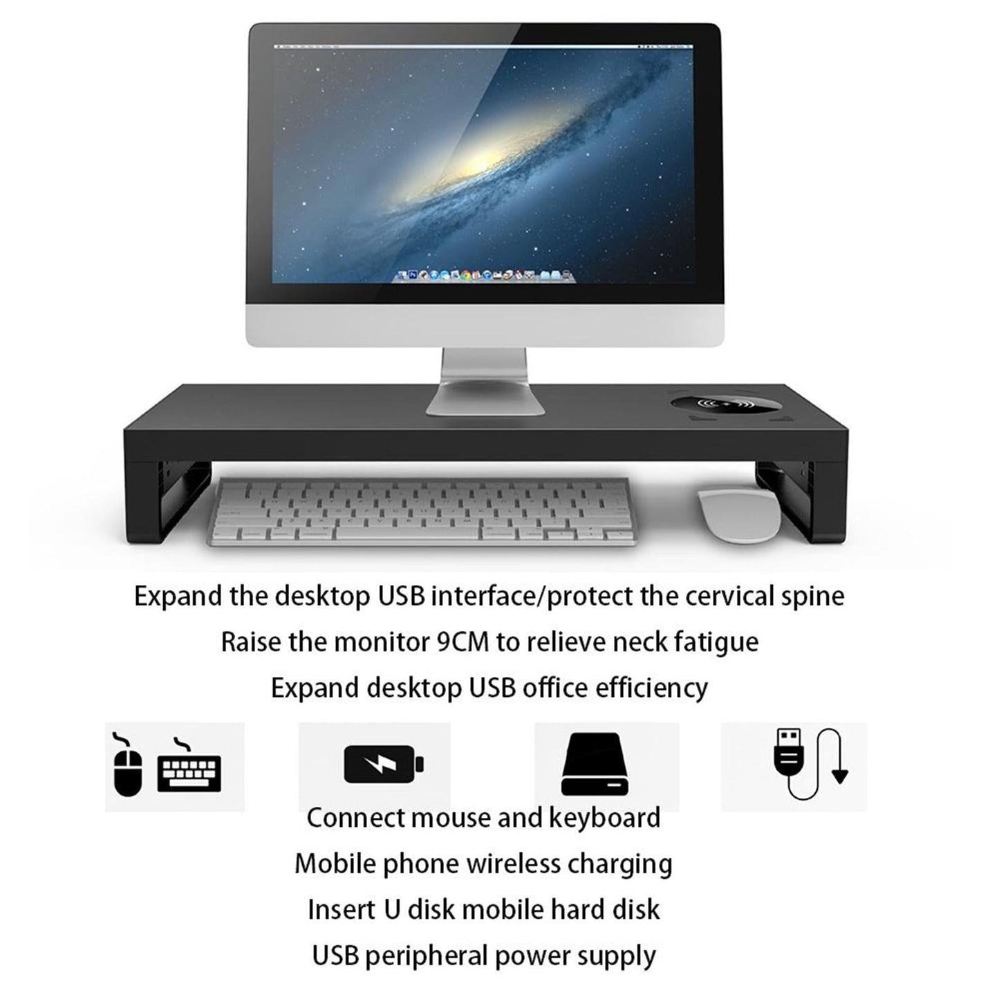 Metal Computer Monitor Stand Computer Riser Support Organizer