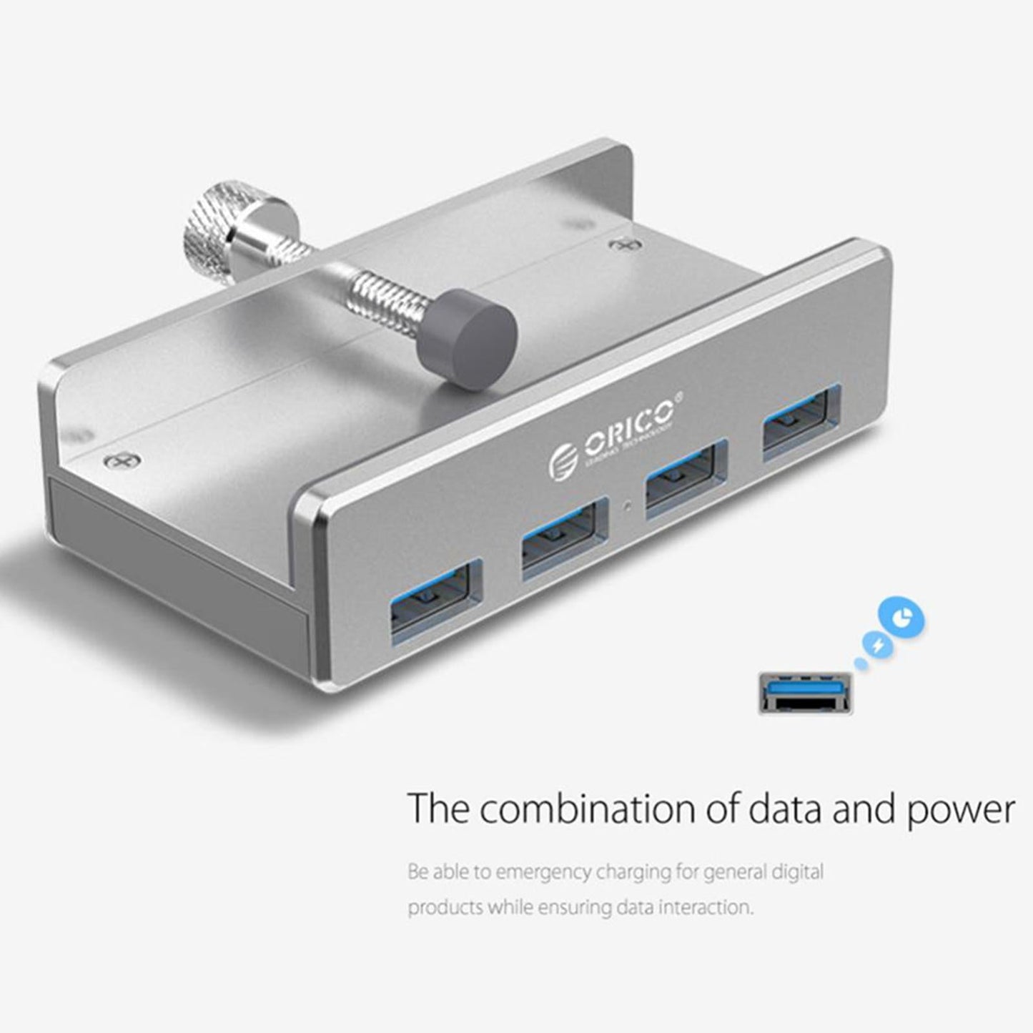 Aluminum MH4PU 4 Ports USB 3.0 HUB Splitter for PC Laptop Space-Saving