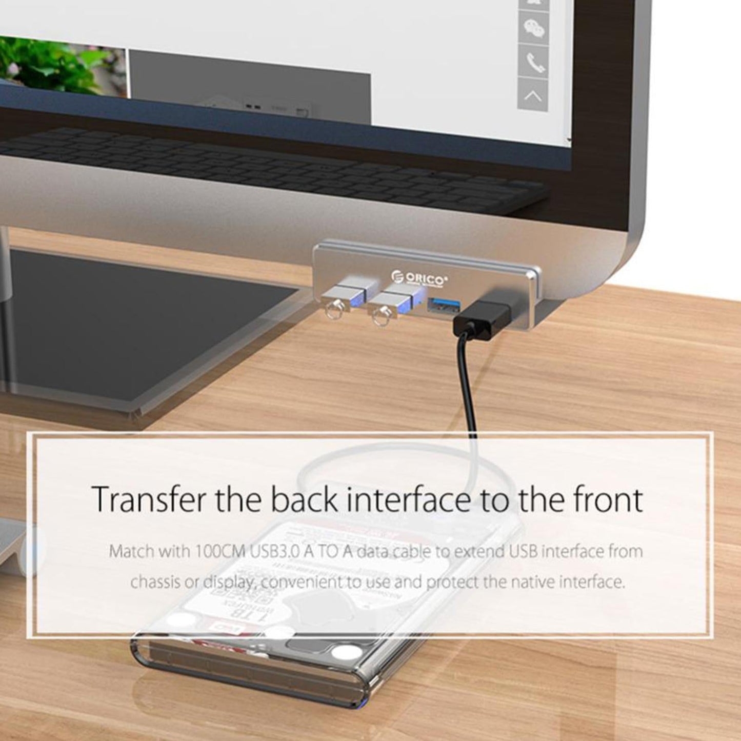 Aluminum MH4PU 4 Ports USB 3.0 HUB Splitter for PC Laptop Space-Saving