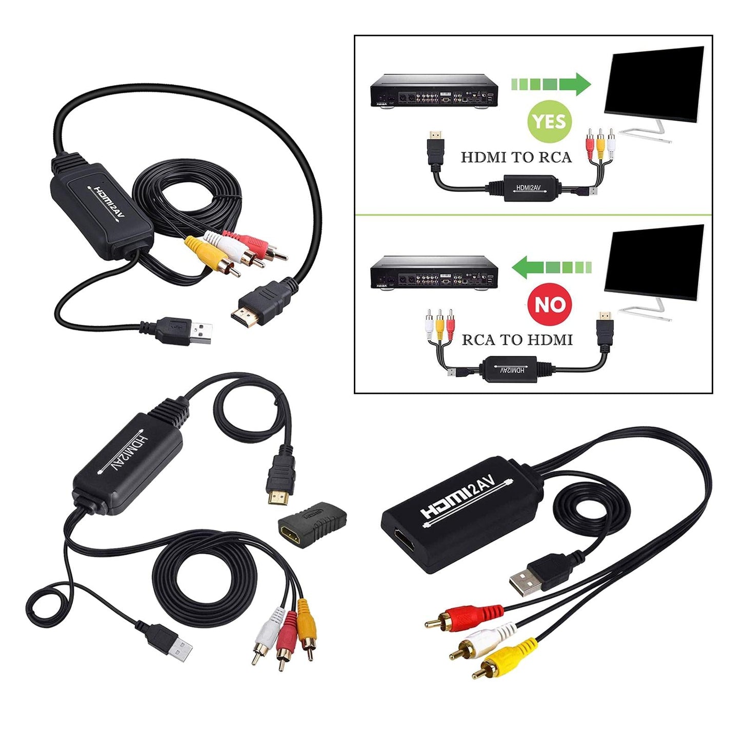 1080P HDMI to 3 RCA Video Audio Converter Cable Adapter for PS4 HDTV Style 1