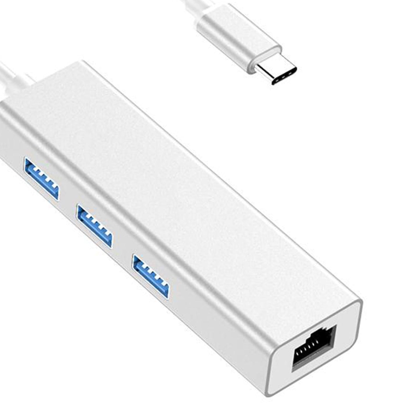 USB C to Ethernet Lan RJ45 Network Adapter Hub USB Converter Silver