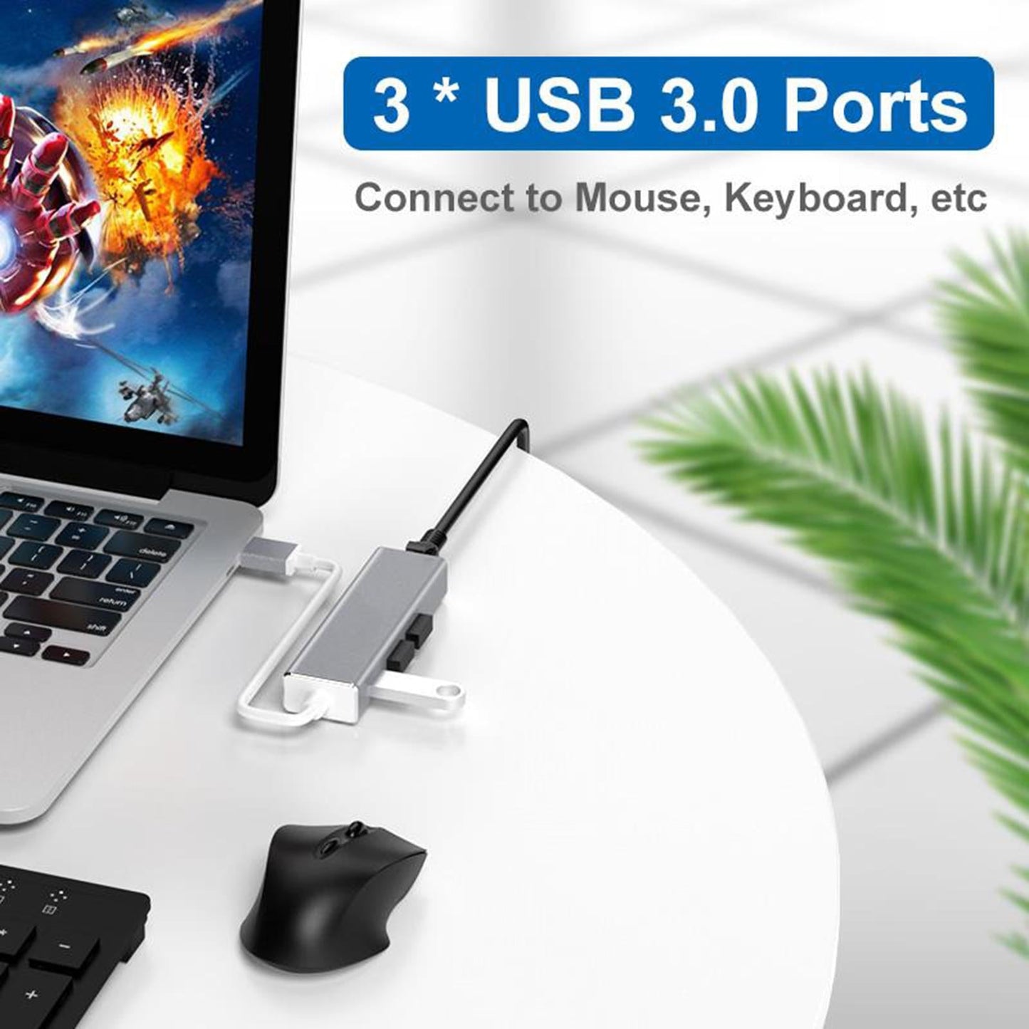USB 3.0 Gigabit Ethernet Network Adapter 1000Mbps USB Adapter Laptop Grey