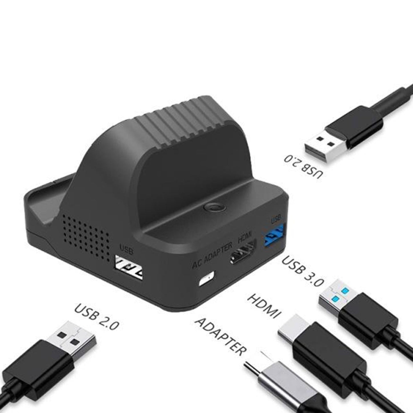 Portable TV HDMI Converter Adapter Charging Dock Charger & Cooling Fan Black