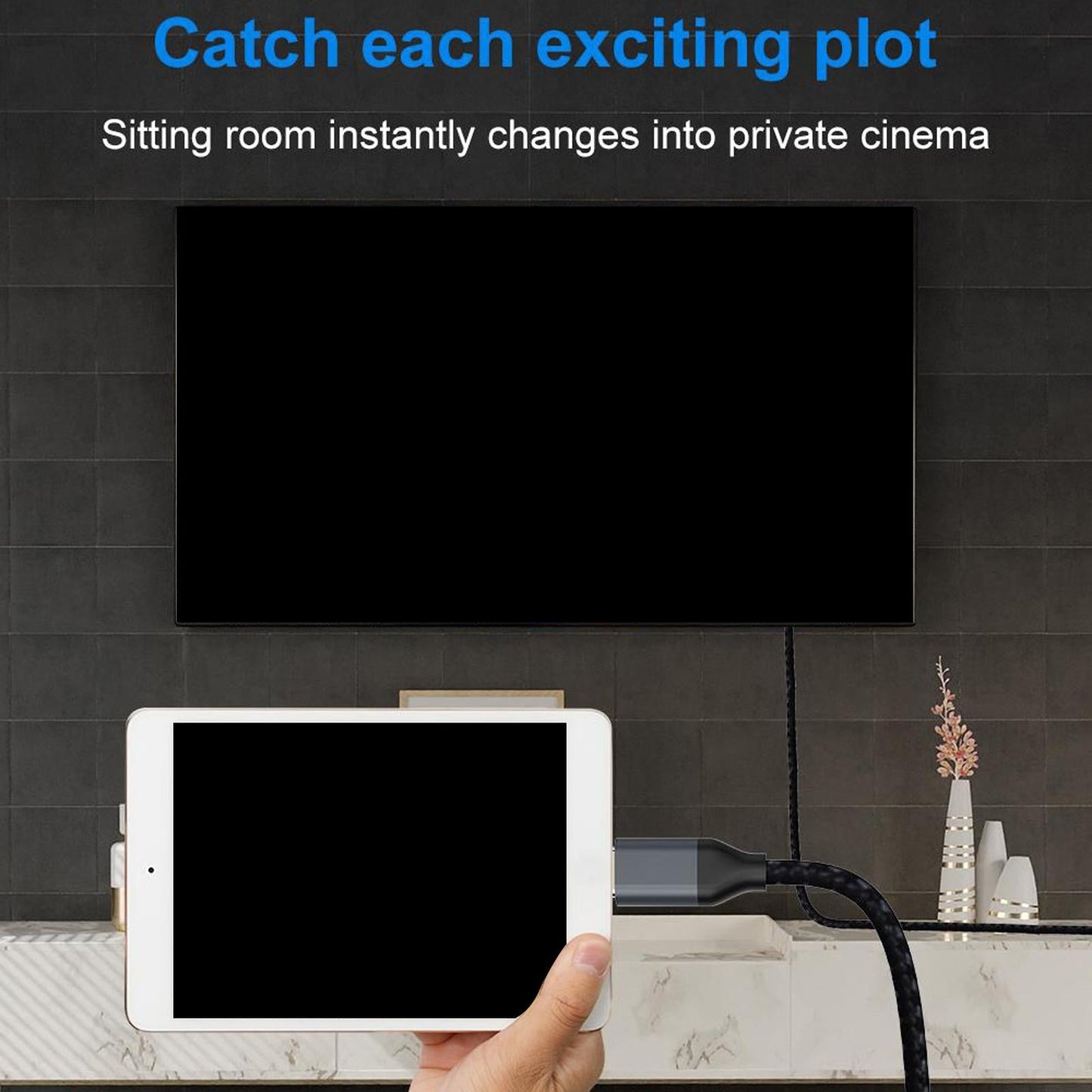 2m HD USB C to HDMI Cable Cord Adapter for Android Phones Screen To TV Cable