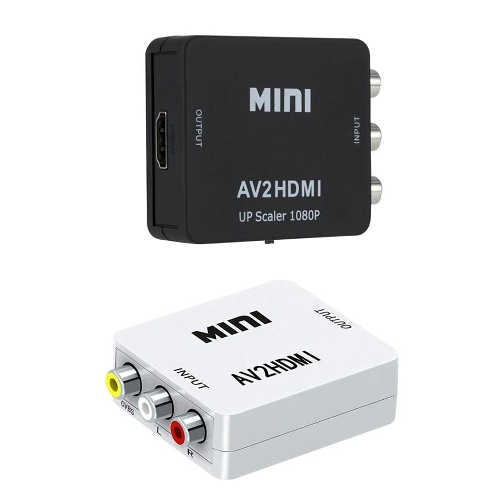 1080P CVBS to HDMI Video Converter Box with USB Cable for HD TV Projector White